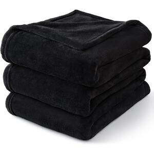 NEW Fleece Blanket, Throw Blankets, Luxury Plush Cozy Fuzzy Blanket- Black